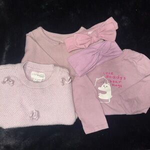 5 Piece Purple Baby Girl Clothes Bundle w bows